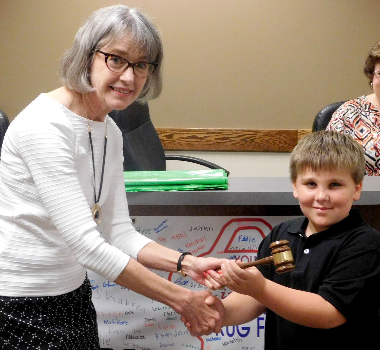 Eli Jeffcoat, 7, served as honorary mayor during North Town Council’s October meeting. Mayor Patty Carson introduced Jeffcoat as a home-schooled student who had been learning about municipal government and hoped to visit the Statehouse in Columbia to see how state government works as well.